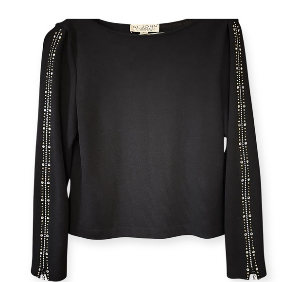 St. John Tops - St. John Evening Rinestone Embellished Santana Knit Pullover Top